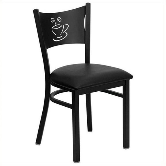 Bowery Hill Coffee Back Metal Dining Chair in Black