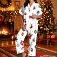 thumbnail image 2 of HAYIMI Women Christmas 2 Piece Pajama Set, Short Sleeve Lapel Button-Down Tops And Pants Set, Xmas Print Loungewear Sleepwear For Relaxed Evenings, 2 of 7