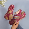 thumbnail image 6 of Summer Women's New Large Size Flower Rhinestone Bowhead Hollowed-out Paste Buckle Casual Beach Sandals Sandals for Women 2025 Red 40, 6 of 8