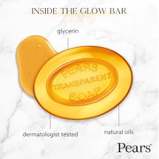 PEARS Soap, Face & Body Soap, Amber Value Pack - Pure & Gentle Transparent Bar Soap, Moisturizing Glycerin Soap with Natural Oils for Pampered, Glowing Skin, 3 Soap Bars, 13.2 Oz