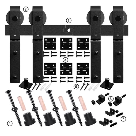 Folding Sliding Barn Door Hardware Track Kit For 4 Doors,Heavy Duty Sturdy Bifold Barn Door Hardware Kit,Easy To Assemb ,Easy Install