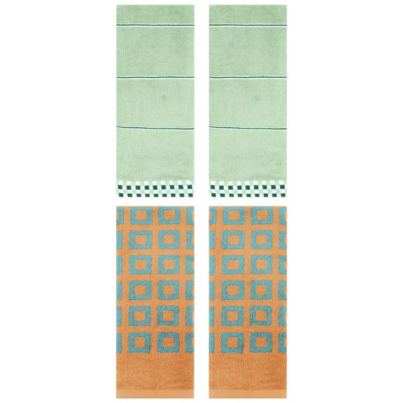 Unique Bargains Soft Hand Towel 4 Pcs 14" x 30" Pink Brown/Light Pink