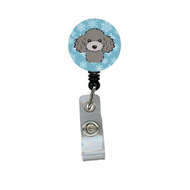 Carolines Treasures BB1693BR Snowflake Silver Gray Poodle Retractable Badge Reel