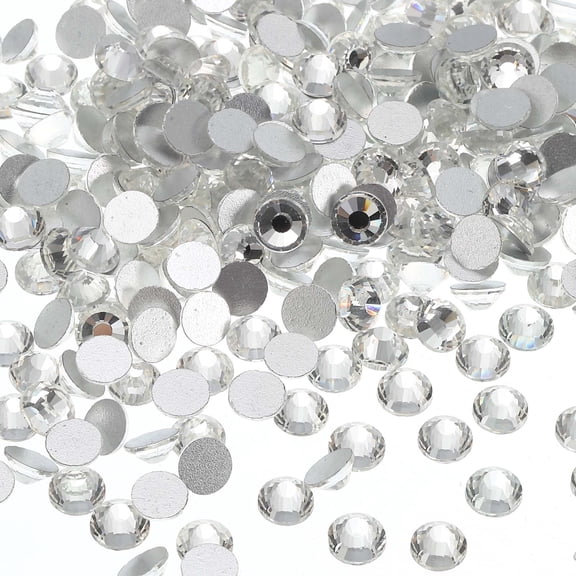 Uxcell SS30 Round Flatback Rhinestones 6.3-6.5mm Crystal Glass Gems Diamonds for DIY Crafts Clothes Shoes Nail Art Decoration, Clear White 576Pcs