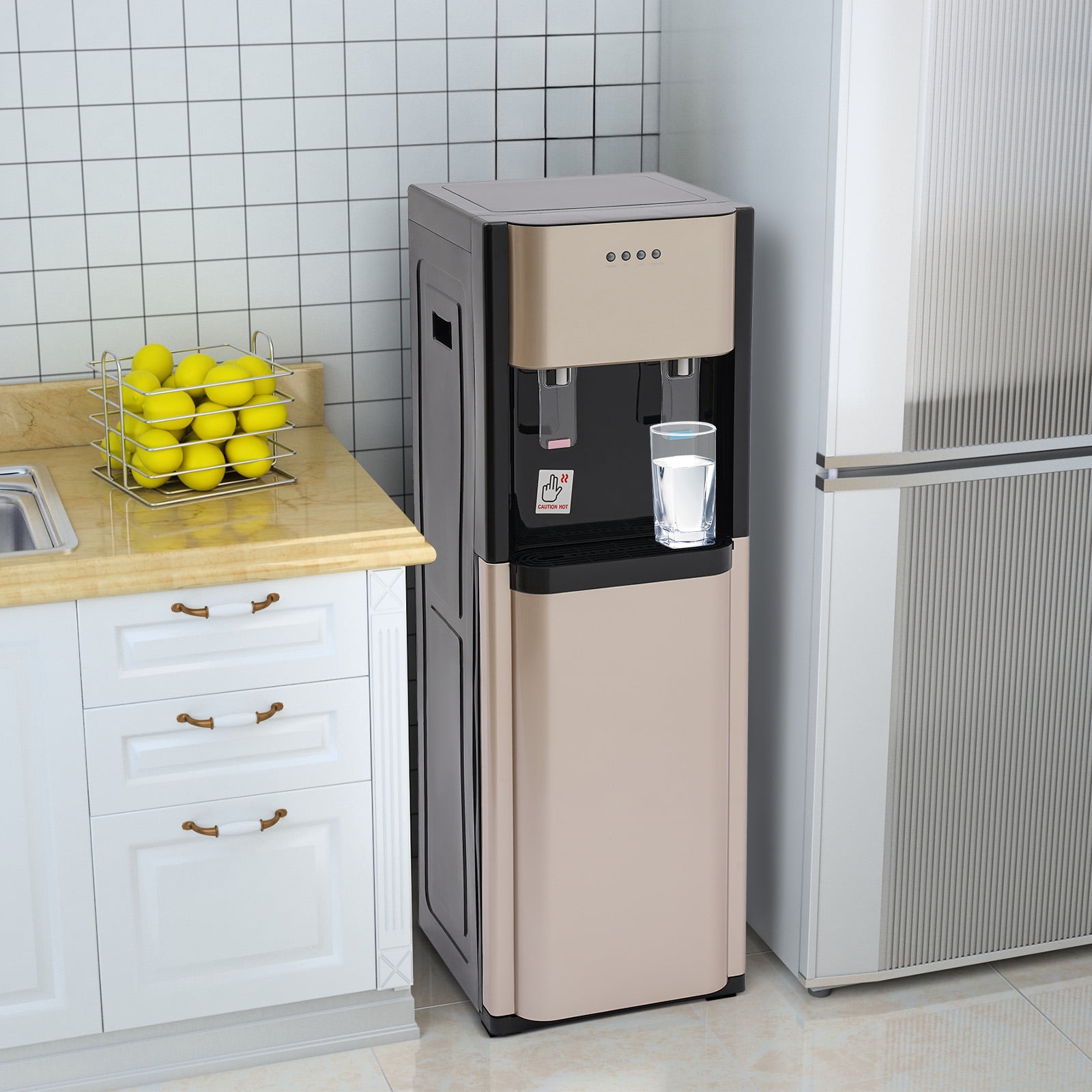 20L(5.28Gal) Bottom Loading Water Dispenser Hot & Water Cooler with 3 Temperature Settings for Home, Office, Kitchen & Gym (Gold)