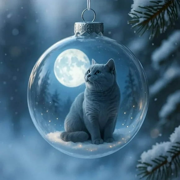 Colgante navideño plano 2D de gatos adorables | Adorno para árbol de Navidad | Decoración ligera para colgar | Ilustración de gato caprichosa | Regalo perfecto para amantes de los gatos | Adorno
