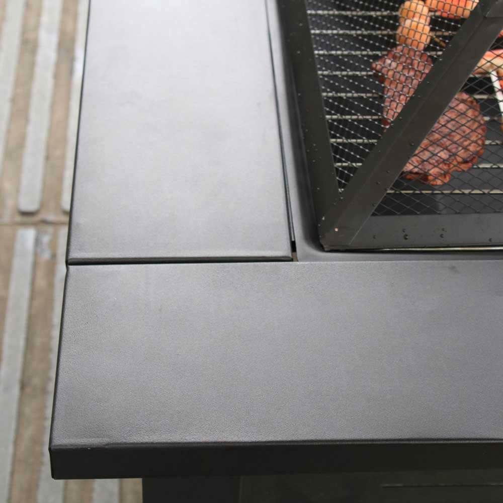 Spaco Grill Over Stove, Tea Cooking Furniture Table, Square Stove Heater Smokeless Grill, Fire Pit Stove for Outdoor as Patio, Picnic, Backyard, Black