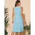 thumbnail image 7 of DARING DIVA Sleeveless Crewneck Print Midi Tank Dress L Blue Green, 7 of 7