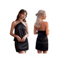 thumbnail image 3 of LMLYSoH Women's Satin Skirt Outfits Sleeveless Halter Neck Lace Trim Tank Tops Mini A-line Skirt Set, 3 of 9