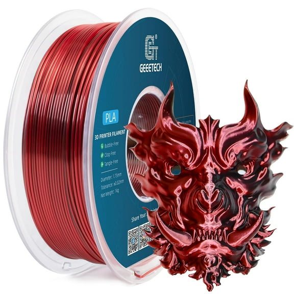 Geeetech Anti-silk type 3D Printer PLA Filament 1KG Toughness Enhanced Filament with 1.75mm Dimensional Accuracy /-0.03mm, 1080 Feet per Roll, Vacuum Packaging Two-tone black and red
