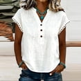 thumbnail image 2 of MAFYTYTPR Women's Lace Trim Cap Sleeve V-Neck Crinkle Cotton Blouses Spring Summer Casual Tops for Everyday Wear S-3XL Plus Size, 2 of 9
