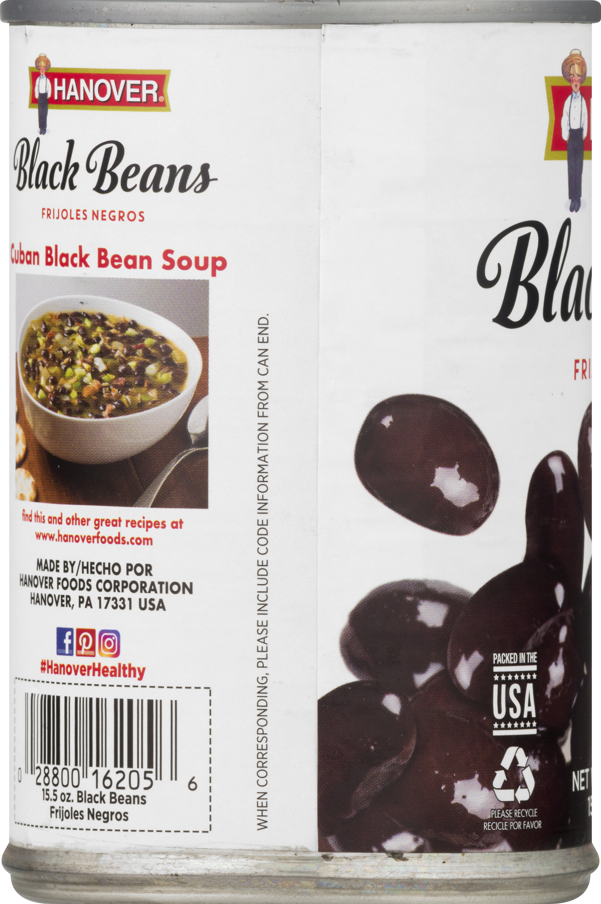 (12 pack) Hanover Black Beans, 15.5 oz Can – Vegan, Gluten Free Pantry Staple
