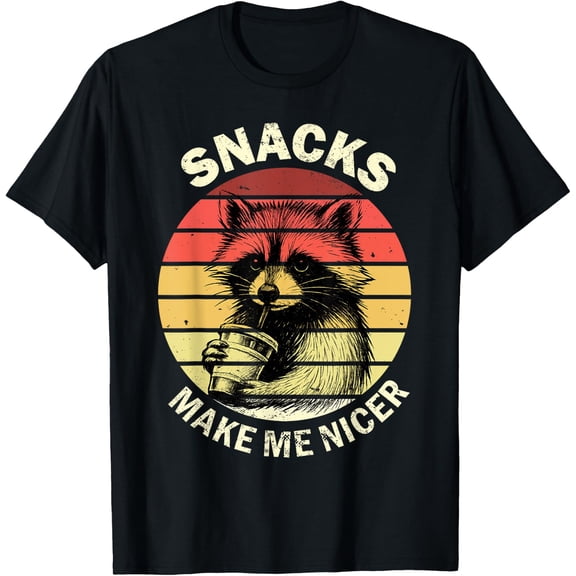 Snacks Make Me Nicer Funny Raccoon Animal Sarcastic Unisex T-Shirt