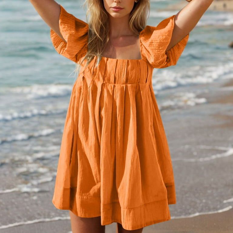 open lace back dress Cora Orange Tie Back Mini Dress - US 16