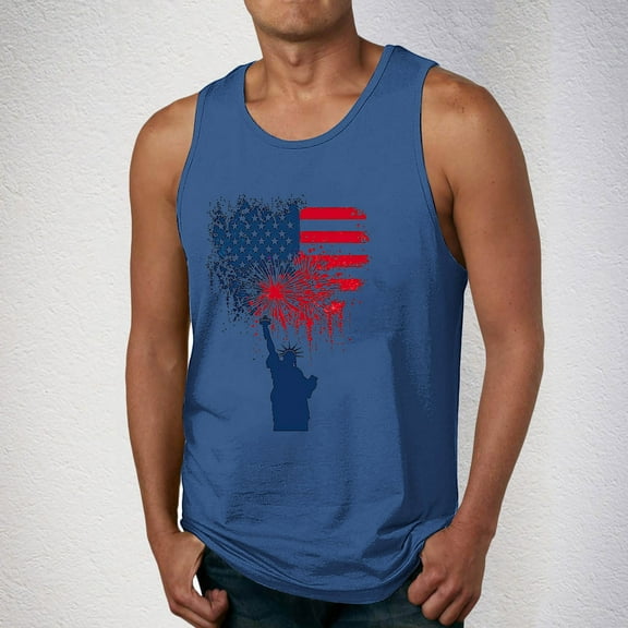 4th of July Tank for Men American Flag Tanks for Men Patriotic Tops Patriotic Tank Top Fourth of July Tank Men's Leisure Time Fitness Home Wear Pajamas Color Cotton Fashion Printing T-Shirt Sports