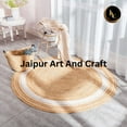 thumbnail image 2 of Jaipur Art And Craft Round Jute Area Rug Beige and White Hand Braided Carpet for Bedroom, Living Room (8x8 Sq Ft), 2 of 5