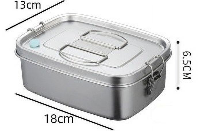 1Pc Stainless Steel Bento Box Metal Lunch Box Food Storage Containers Metal Lunch Container, Lockable Clips to Leak Proof, Reusable Dishwasher Safe Lunch Snack Boxes for Work, Picnic (1100ml)