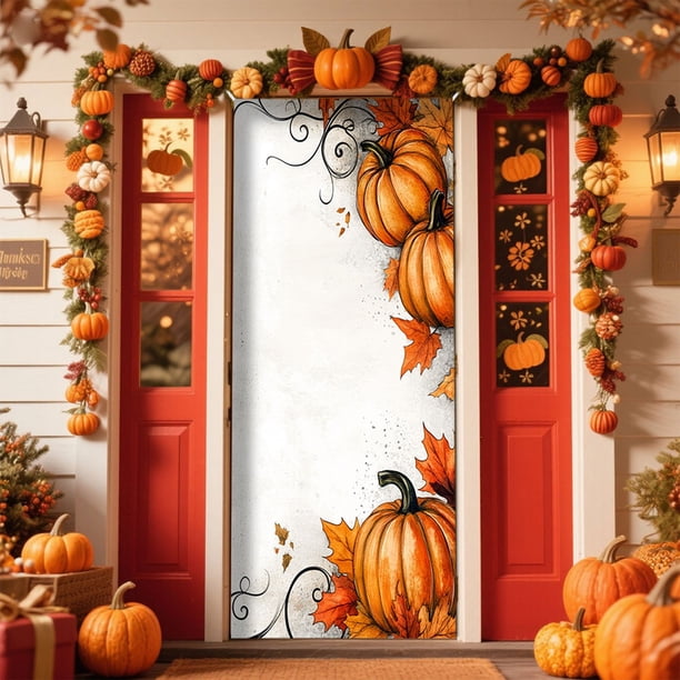 35 X 79 Inch Thanksgiving Day Door Cover - Thanksgiving Day Door And Wall Decoration - Festival Party Decoration