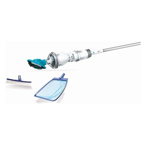 EV02CBX/KIT/US Telsa 2 100 Watt Rechargeable Handheld Pool Vacuum Sweeper Kit with Leaf Skimmer and Wall Brush for Small Swimming Pools