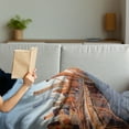 thumbnail image 3 of City Soft Flannel Fleece Throw Blanket, New York Skyline Closeup Brooklyn Bridge in Manhattan over River, Cozy Plush for Indoor and Outdoor Use, 70" x 90", Orange Pale Blue Grey, by Ambesonne, 3 of 5
