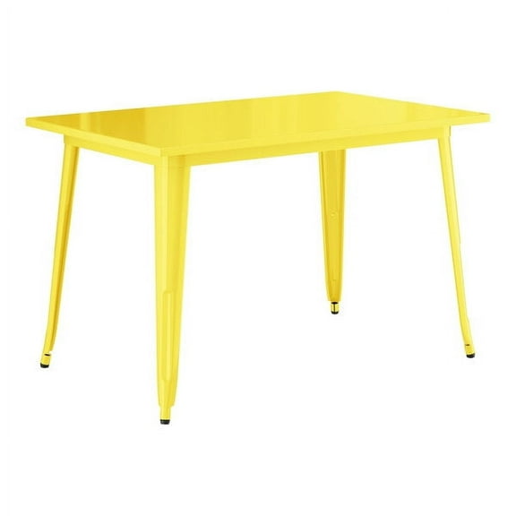 30'' X 48" Rectangular Yellow Metal Restaurant Patio Dining Table For Indoor or Outdoor Use