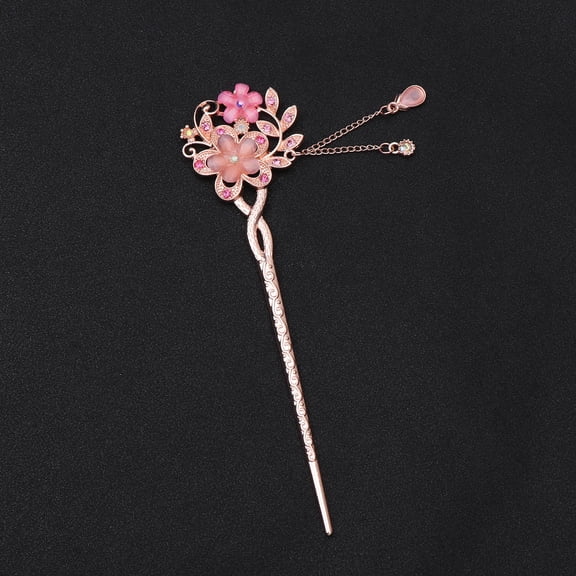 WHAMVOX  Twin Flower Hairpin Vintage Hairpins Retro Decor Stick Women's Pink