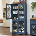 thumbnail image 5 of Joaxswe 67.2" Tall Sideboard Buffet Cabinet, Tempered Glass Doors, Wooden Storage Sideboard Cupboard for Dining Room, Hallway, Navy Blue, 5 of 8