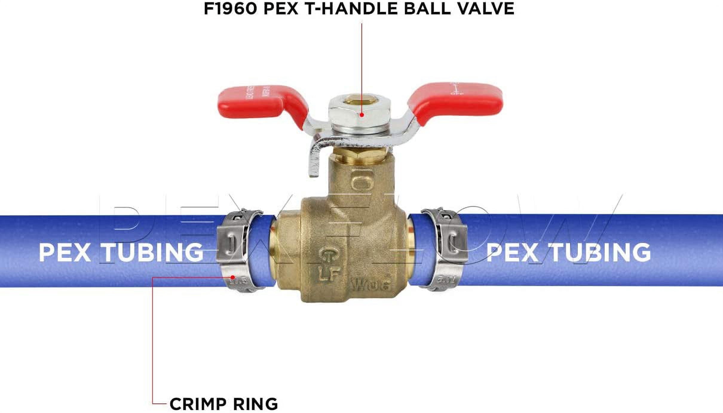 Heavy Duty Brass Full Port T-Handle PEX Ball Valve with 3/4 in. Expansion PEX Connection (10 Pack)