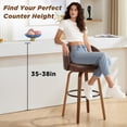 thumbnail image 2 of TEWLOSS 26" Swivel Counter Height Bar Stools Set of 6, Brown Leather Farmhouse Kitchen Stools, 2 of 8