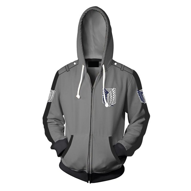 Sudadera de Anime Jersey con capucha Attack on Titan Eren Jaeger Cosplay disfraz chaqueta cremallera TopsGrisXXL Deng Xun unisex
