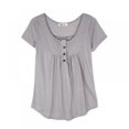thumbnail image 3 of Summer Women Pure Short Sleeve V-neck Casual pleated Blouse T Shirt Tops Button Ladies Loose Baggy Button Tunic Tee, 3 of 7