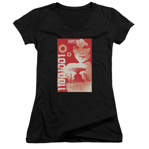 Star Trek Tng Season 1 Episode 15 Junior Women's V-Neck T-Shirt Black