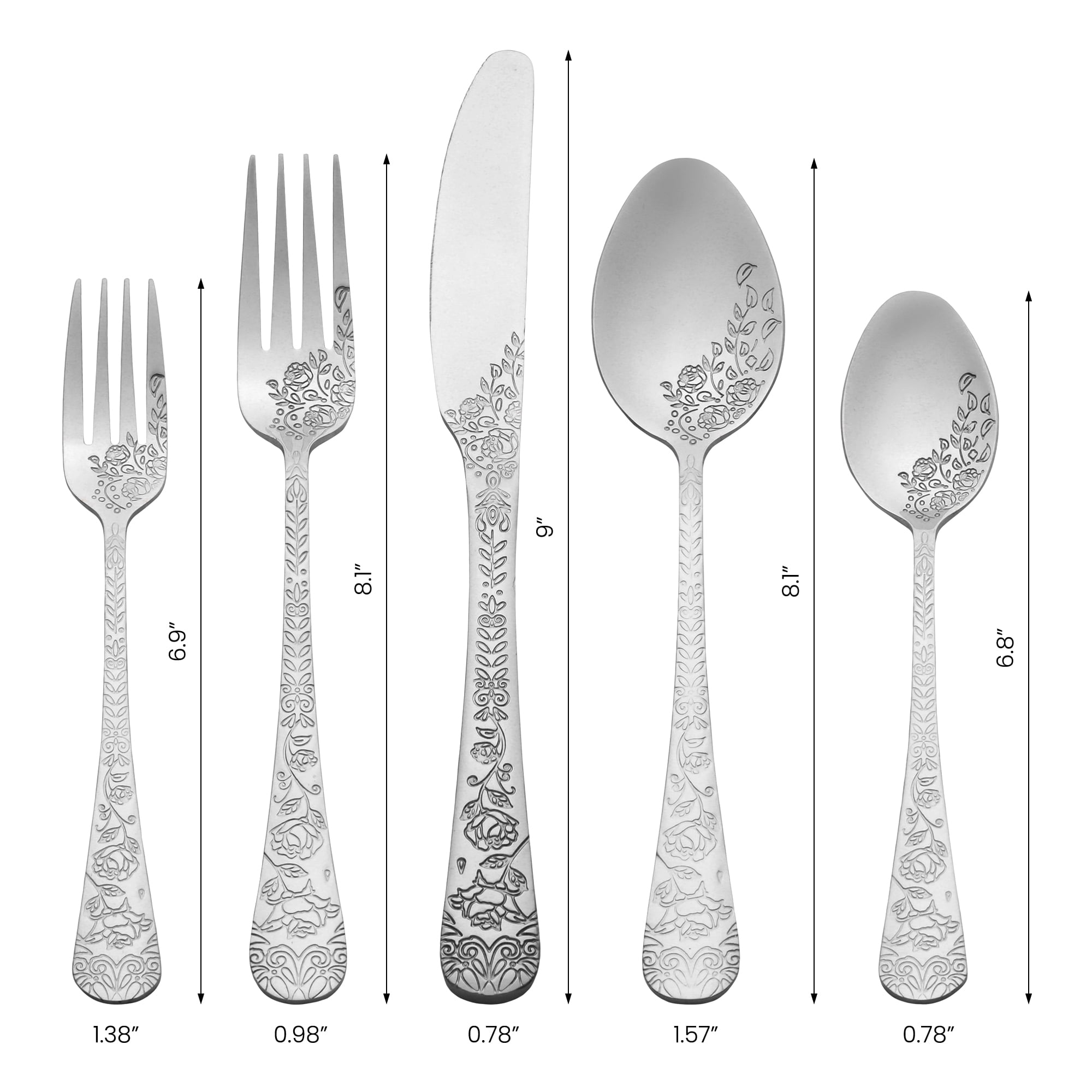 Unique Bargains 20 Pieces Stainless Steel Silverware Set for 4 Modern Cutlery Silver