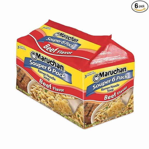 1 x Maruchan Ramen Noodles, Beef, 3 Ounce (Pack of 6)