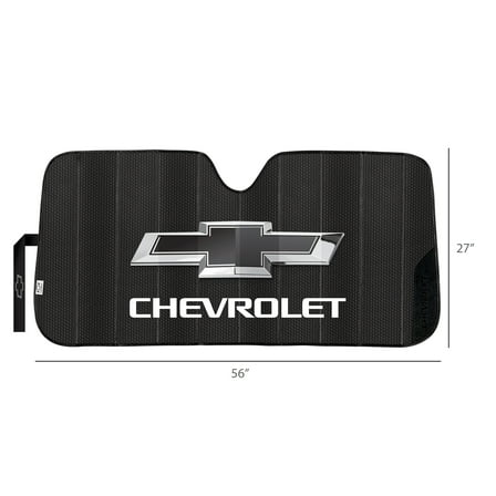 Plasticolor Chevy 58” x 27.5” Universal Fit Accordion Automotive Sunshade, Black, 1 Pc