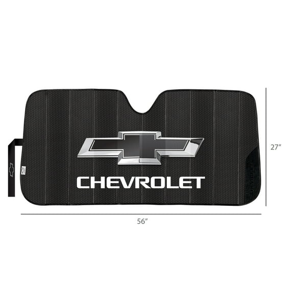 Plasticolor Chevy 58” x 27.5” Universal Fit Accordion Automotive Sunshade, Black, 1 Pc