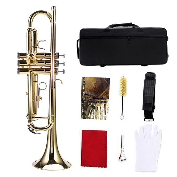 Trumpet§trumpet Kit§b Flast Trumpet§brass Trumpet§trumpet Instrument LADE Multiple Color Professional Bb Flat Brass Trumpet Instrument Set Kit Accessory