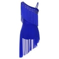 thumbnail image 2 of Sholeno Womens Latin Tango Dance Dress Asymmetrical Shoulder Tassel Ballroom Performance Outfit Royal Blue M, 2 of 7