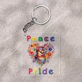 thumbnail image 2 of Peace Love Pride Abyssinian with Rainbow Sunglasses LGBT LGBTQ+ Acrylic Keychain Cat Lover Kitten Owner Gifts Collar Charm Tag Keyring - 01004, 2 of 5