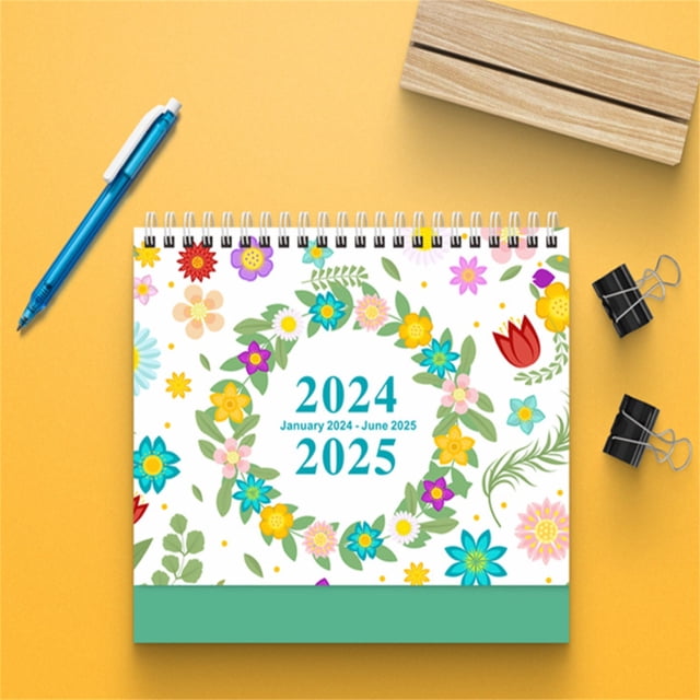 Ornament 2024 English Creative Simple Desk Calendar 18 Months 365 Days Countdown Monthly Planning Note Calendar