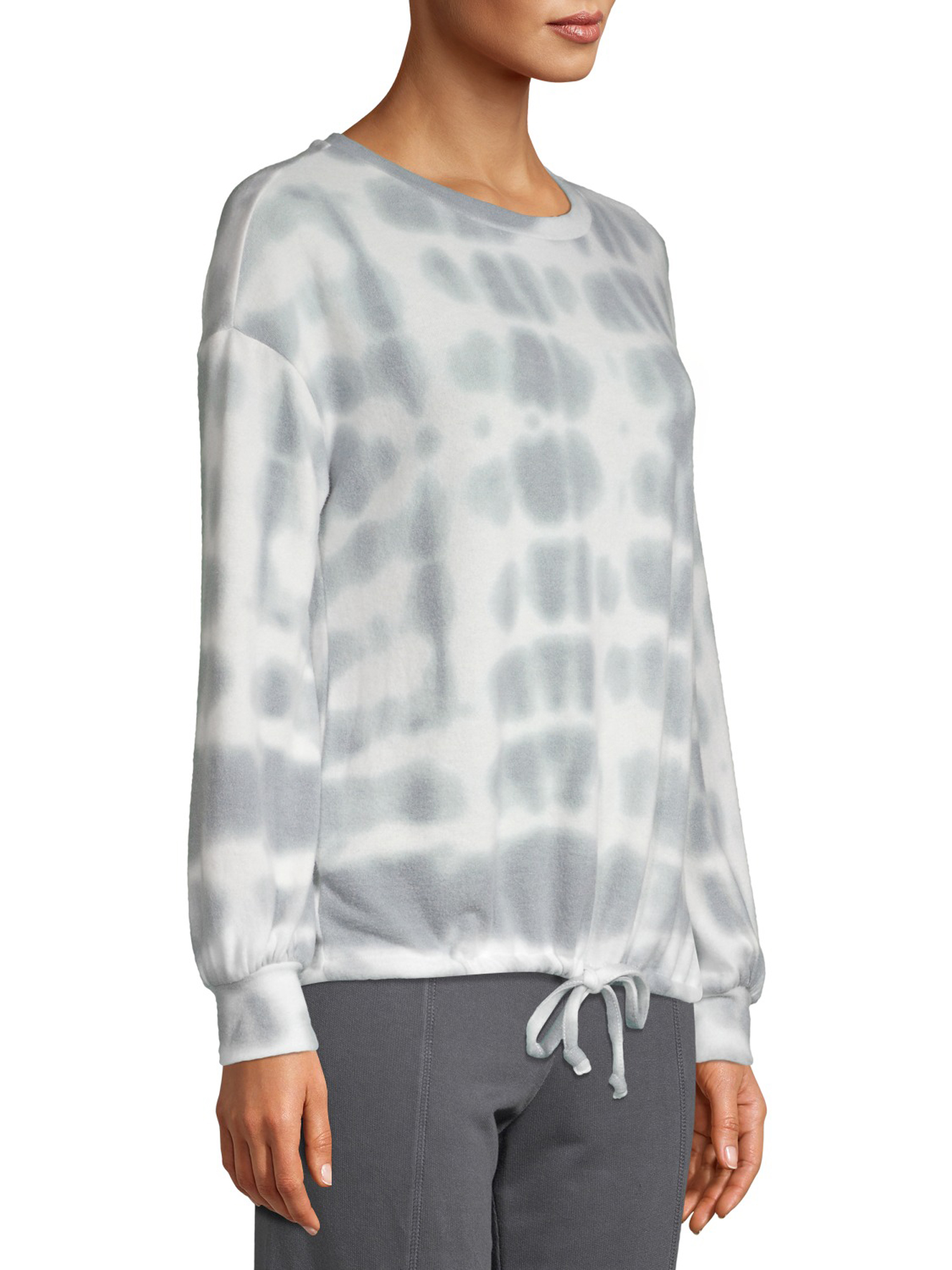 Como Blu Women's Athleisure Hacci Tie Dye Pullover with Drawstring - image 4 of 6