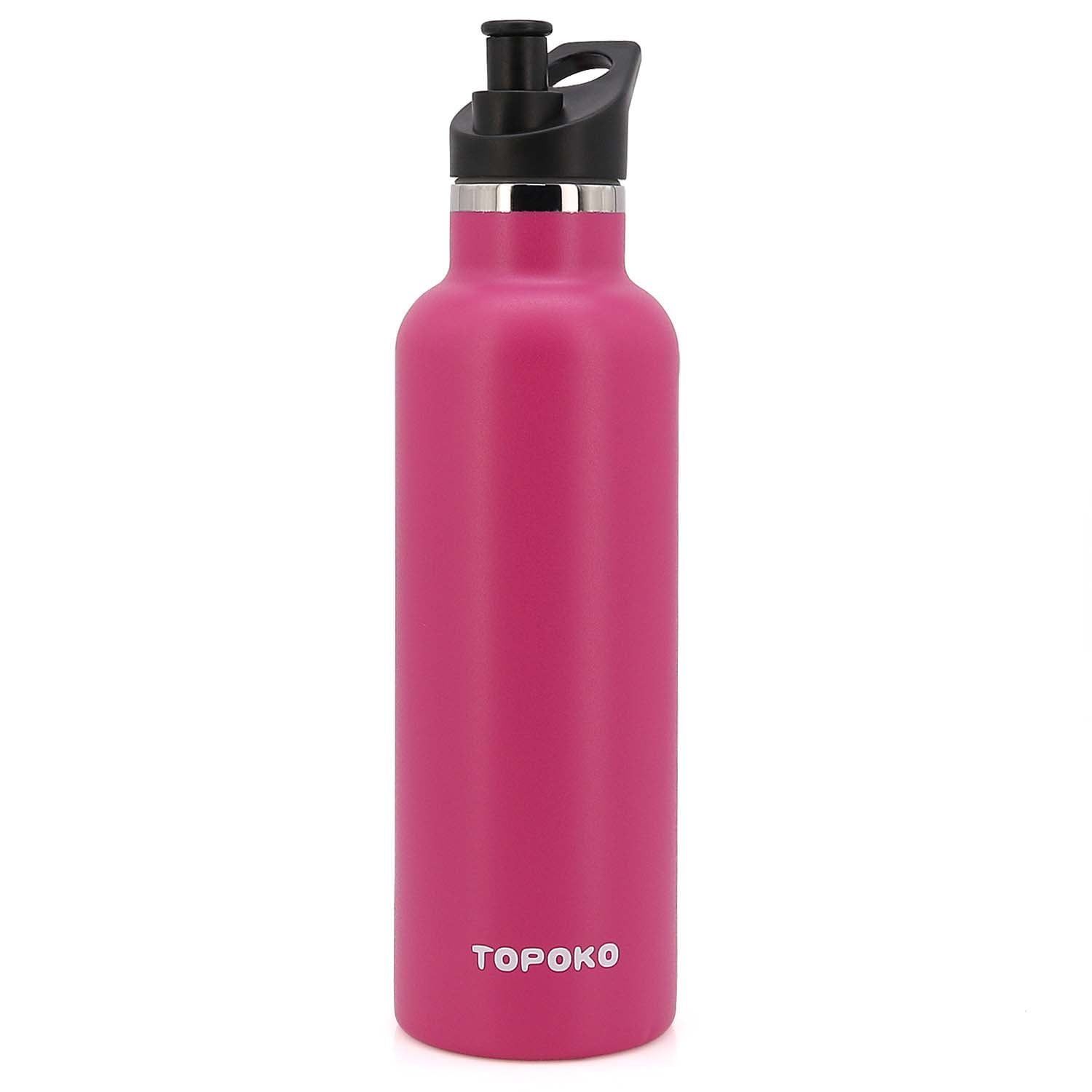 Sweat Proof Vacuum Insulated Stainless Steel With Carrying Handle-25 OZ Leak Proof Vacuum Insulated TOPOKO AUTOFLIP Stainless Steel Bottle Double Wall Water Bottle Wide Mouth