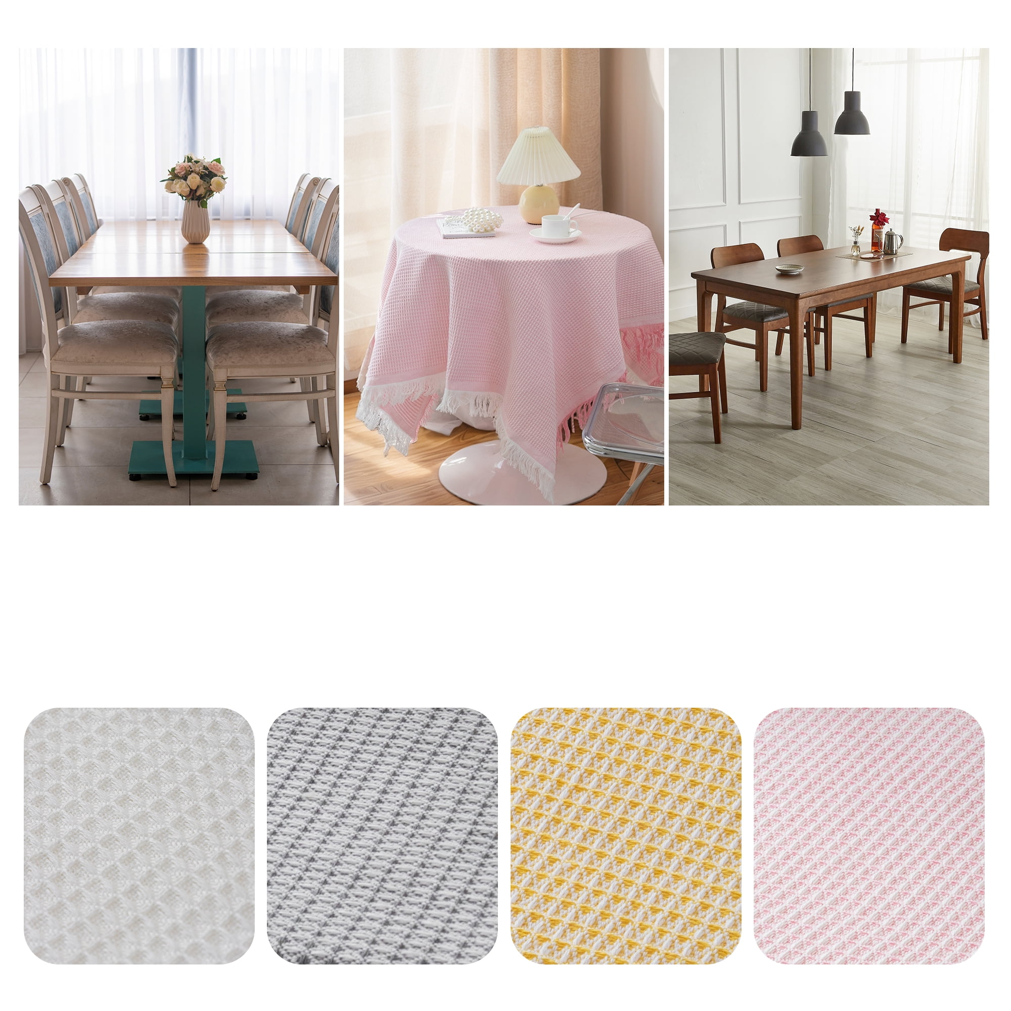 Unique Bargains Waffle Table Cover for Indoor and Outdoor Pink 49.2"x47.2"