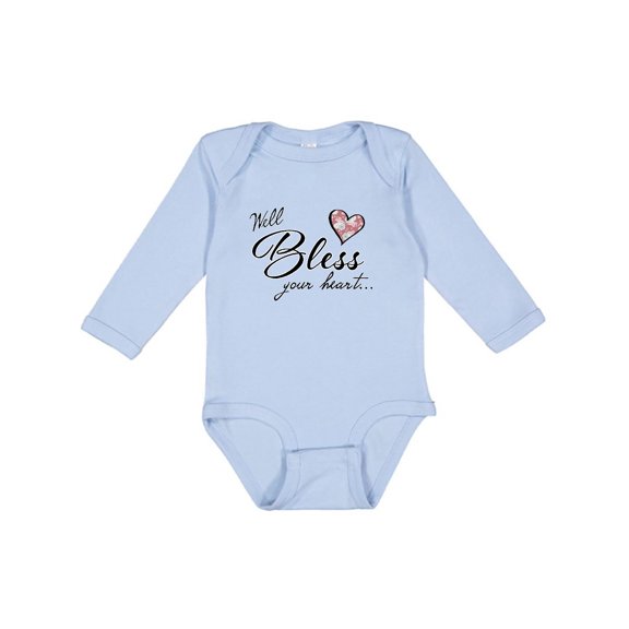 Inktastic Well Bless your Heart with Floral Print Boys or Girls Long Sleeve Baby Bodysuit