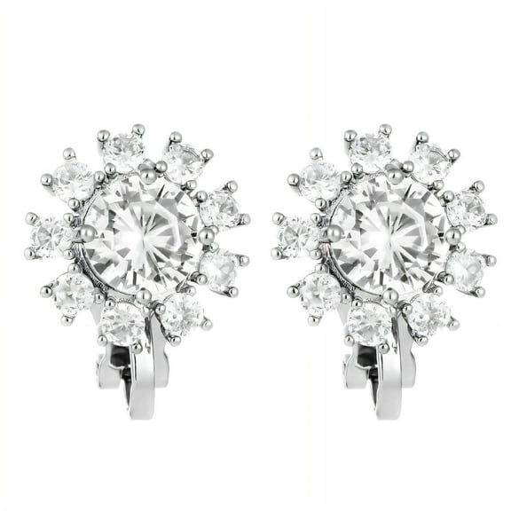 DESIGNICE Clip on Earrings,Exquisite Streamlined Contours Earrings for Women,Unique Fan-Shaped Texture Tragus Earrings for Women,Silver