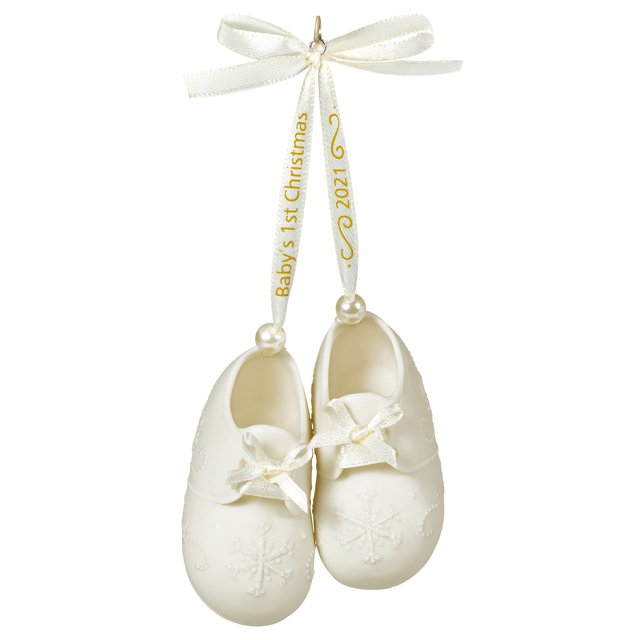 Hallmark Keepsake christmas Ornament 2021 Year-Dated, Babys First christmas Booties, Porcelain