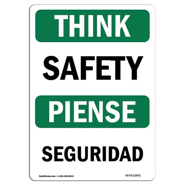 SignMission OS-TS-A-1824-L-11871 18 x 24 in. OSHA Think Sign - Safety