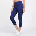 thumbnail image 3 of Hitime Capri Workout Leggings for Women Super Soft Stretchy High Waisted Capri Length Royal Blue Sizes L-XL Yoga Workout Running, 3 of 8