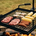 thumbnail image 4 of Ash & Ember Adjustable Swivel Grill, Steel Mesh Wire Cooking Grate with Spike Pole, Open Fire Portable BBQ Camping Gear, 4 of 6