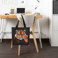 thumbnail image 6 of COMIO 2 Pcs Canvas Tote Bags Cute Aesthetic Tote Bags with Zipper Womens Tiger Cute Summer Crewneck Tote Bag Black, 6 of 8